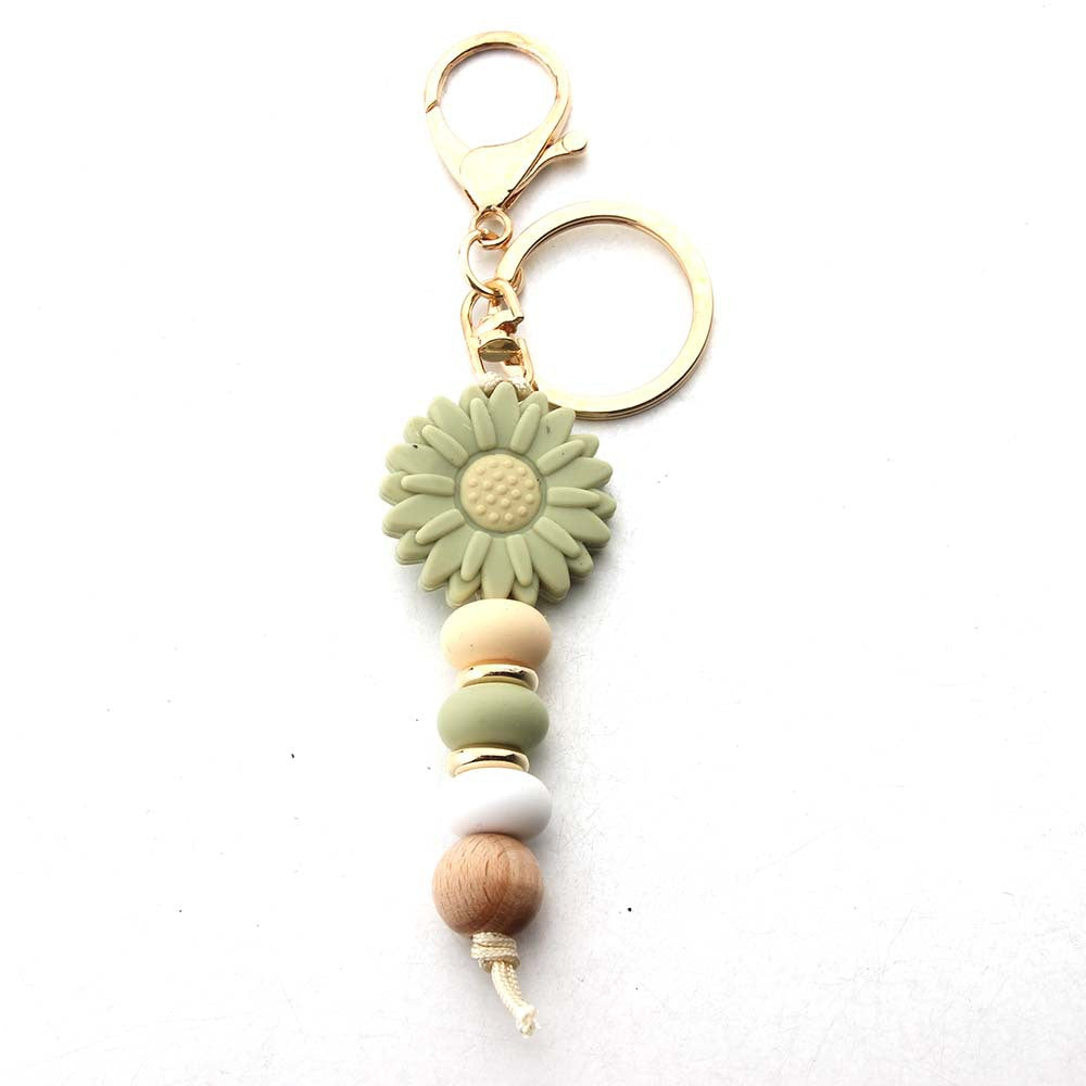 Wholesale silicone beads daisy keychain sunflower pendant DIY small accessories